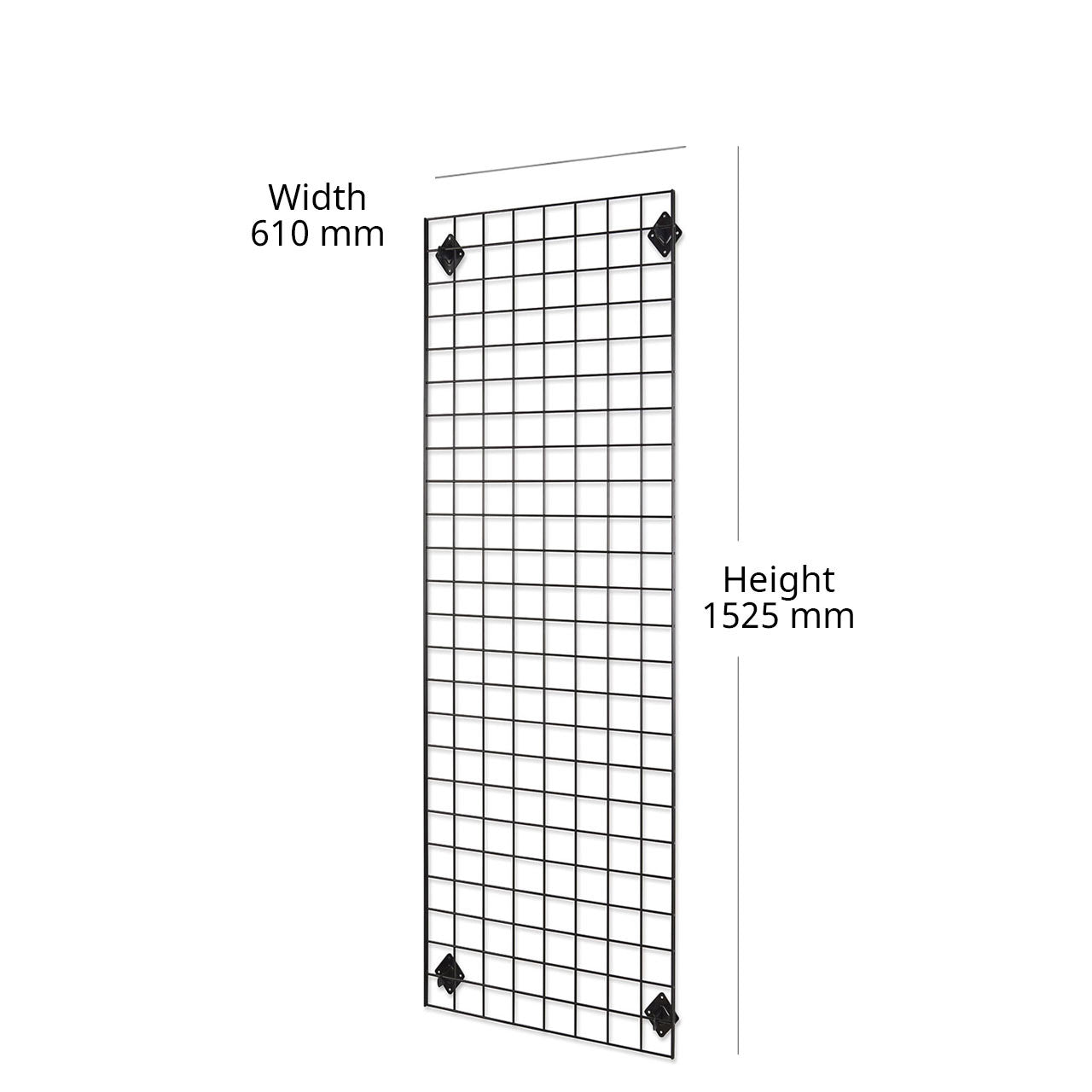 Black 5ft Wall-Mounted Grid Mesh Display