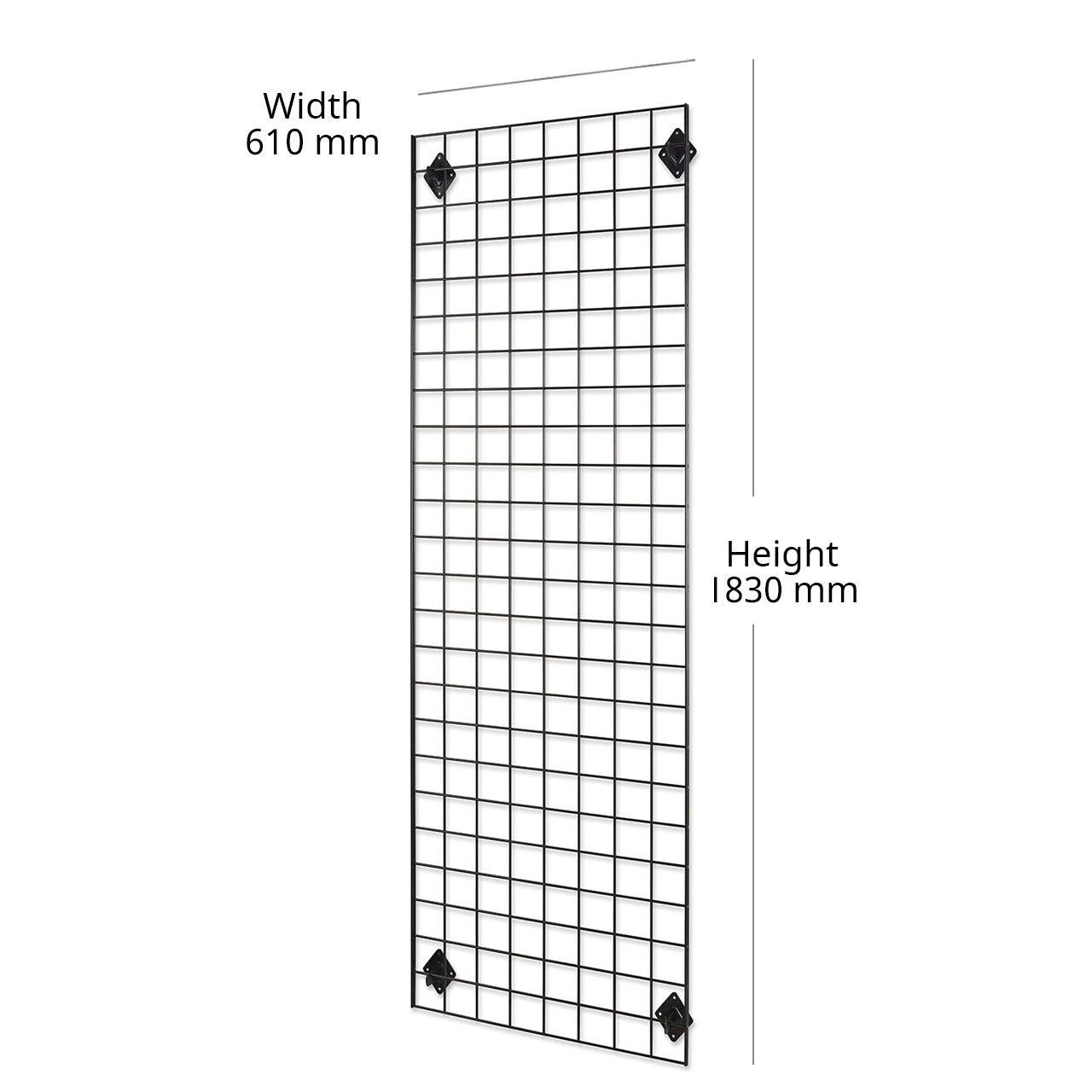 Black 6ft Wall-Mounted Grid Mesh Display