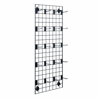 Black 5ft Wall-Mounted Grid Mesh Display with 20 x Euro Hooks