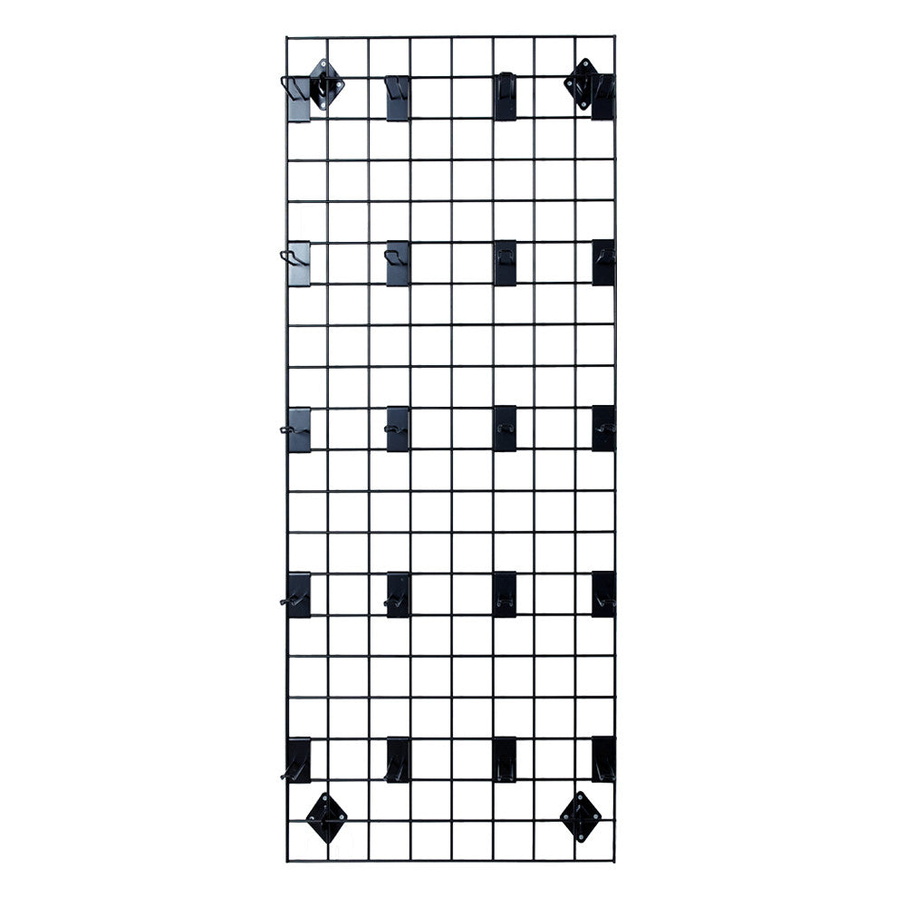 Black 5ft Wall-Mounted Grid Mesh Display with 20 x Euro Hooks
