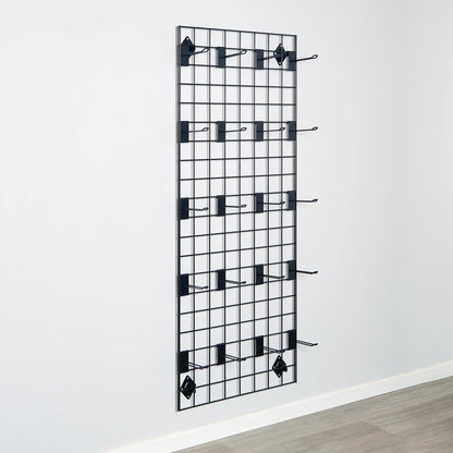 Black 5ft Wall-Mounted Grid Mesh Display with 20 x Euro Hooks