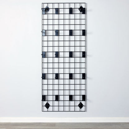 Black 5ft Wall-Mounted Grid Mesh Display with 20 x Euro Hooks
