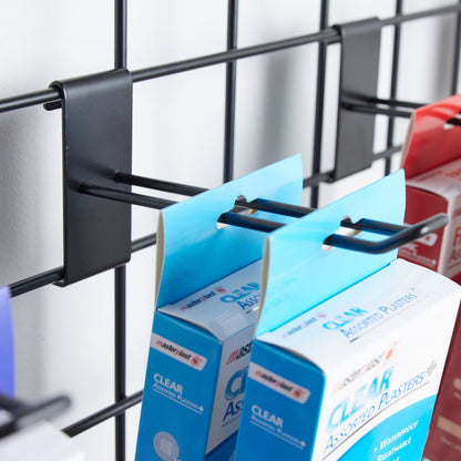 Black 5ft Wall-Mounted Grid Mesh Display with 20 x Euro Hooks