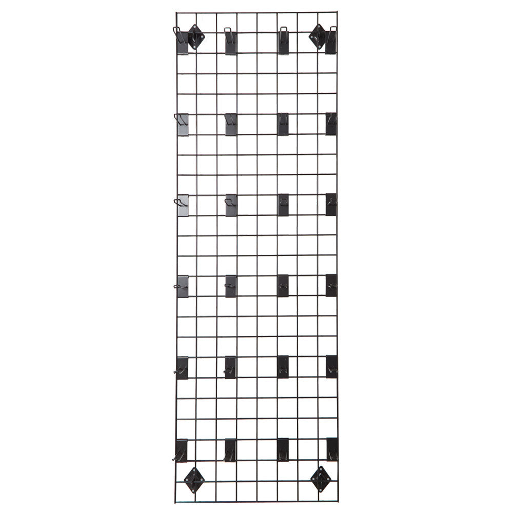 Black 6ft Wall-Mounted Grid Mesh Display with 24 x Euro Hooks
