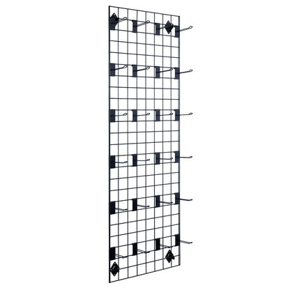 Black 6ft Wall-Mounted Grid Mesh Display with 24 x Euro Hooks