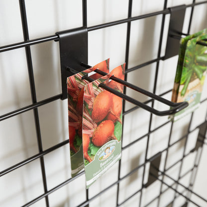 Black 6ft Wall-Mounted Grid Mesh Display with 4 x Wire Baskets, 4 x Euro Hooks