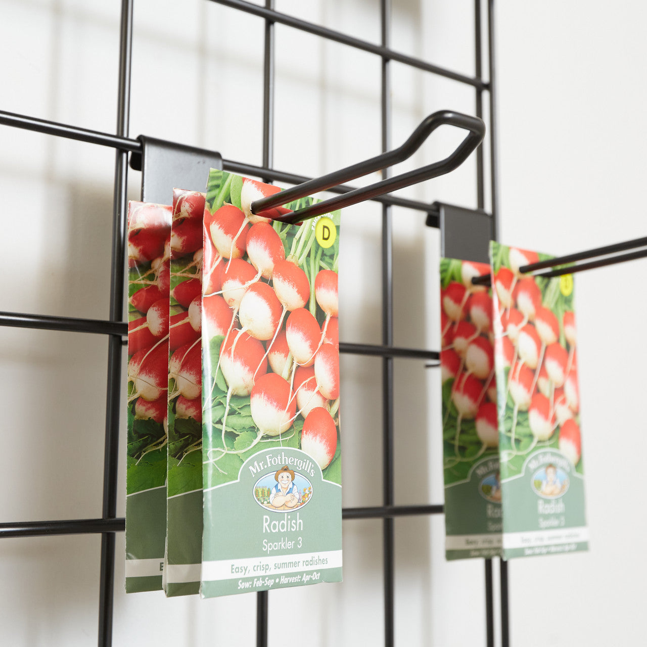 Black 6ft Wall-Mounted Grid Mesh Display with 4 x Wire Baskets, 4 x Euro Hooks