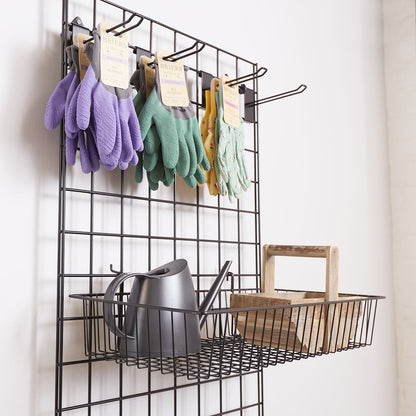 Black 6ft Wall-Mounted Grid Mesh Display with 4 x Wire Baskets, 4 x Euro Hooks