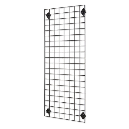 Black 4ft Wall-Mounted Grid Mesh Display with 3 x Wire Baskets