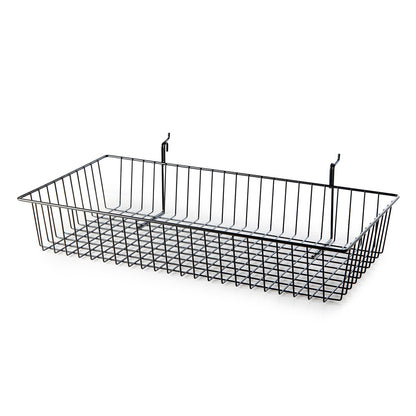 Black 4ft Wall-Mounted Grid Mesh Display with 3 x Wire Baskets