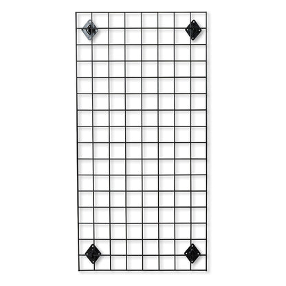 Black 4ft Wall-Mounted Grid Mesh Display with 2 x Wire Baskets