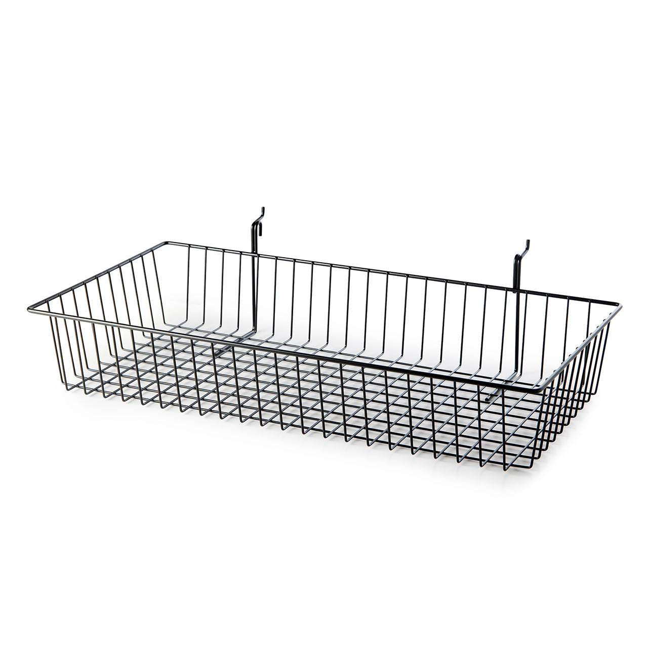Black 6ft Wall-Mounted Grid Mesh Display with 4 x Wire Baskets