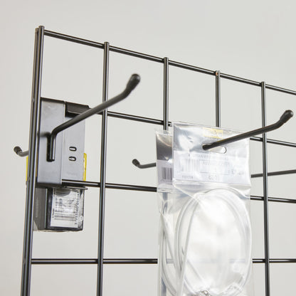 Black 6ft Double-Sided Grid Mesh Display With 2 x Wire Baskets, 40 x Single Arms