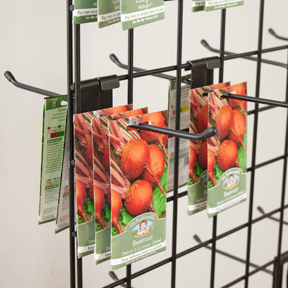 Black 6ft Double-Sided Grid Mesh Display With 2 x Wire Baskets, 40 x Single Arms