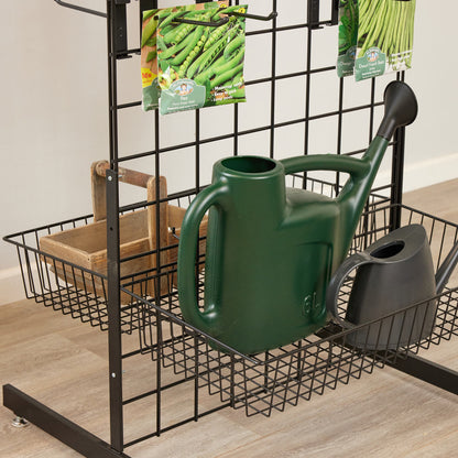 Black 6ft Double-Sided Grid Mesh Display With 2 x Wire Baskets, 40 x Single Arms