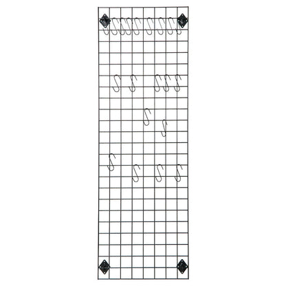 Black 6ft Wall-Mounted Grid Mesh Display with 20 S-Hooks