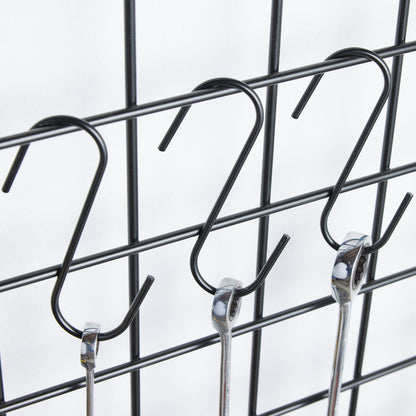 Black 6ft Wall-Mounted Grid Mesh Display with 20 S-Hooks