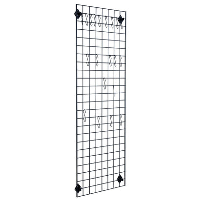 Black 6ft Wall-Mounted Grid Mesh Display with 20 S-Hooks