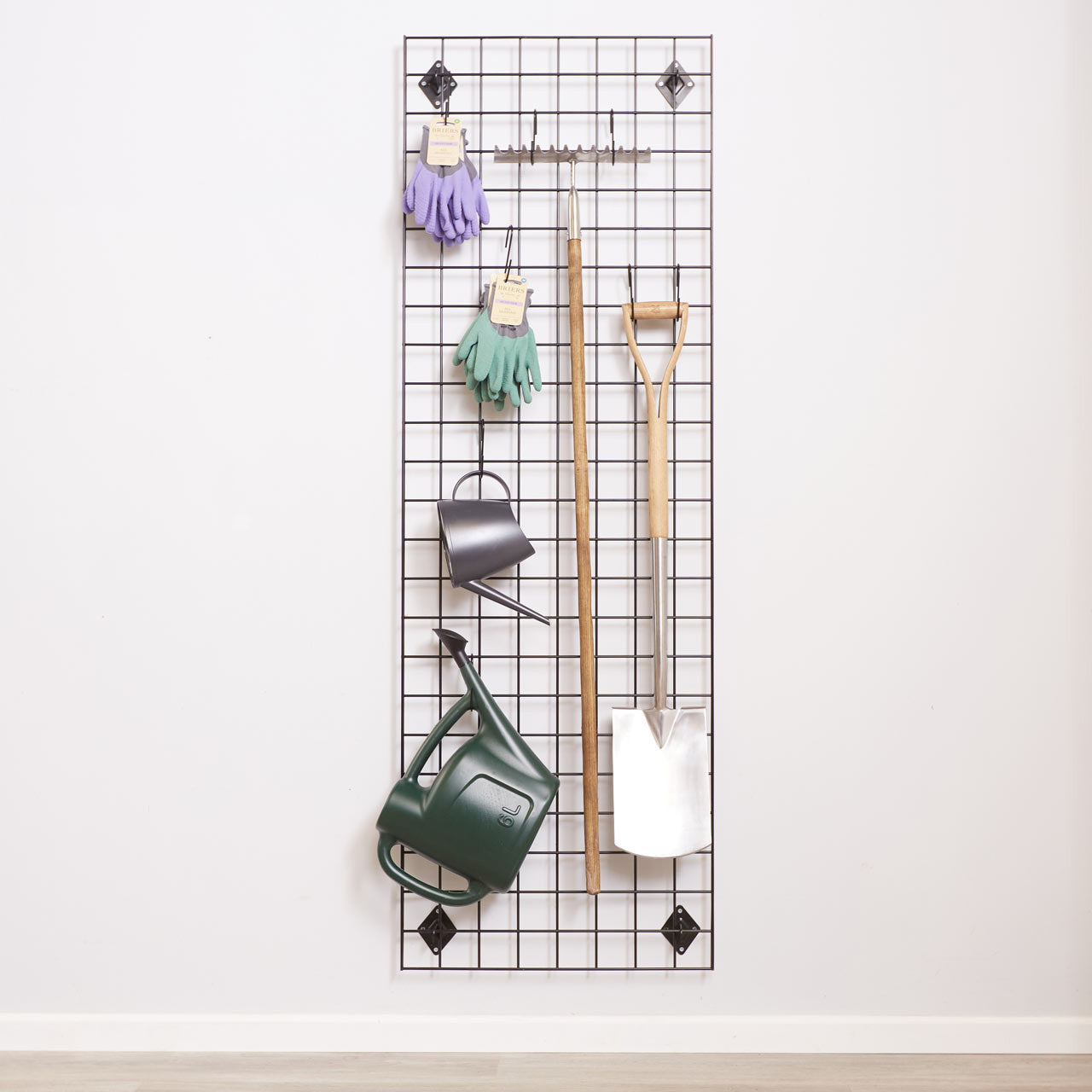 Black 6ft Wall-Mounted Grid Mesh Display with 20 S-Hooks