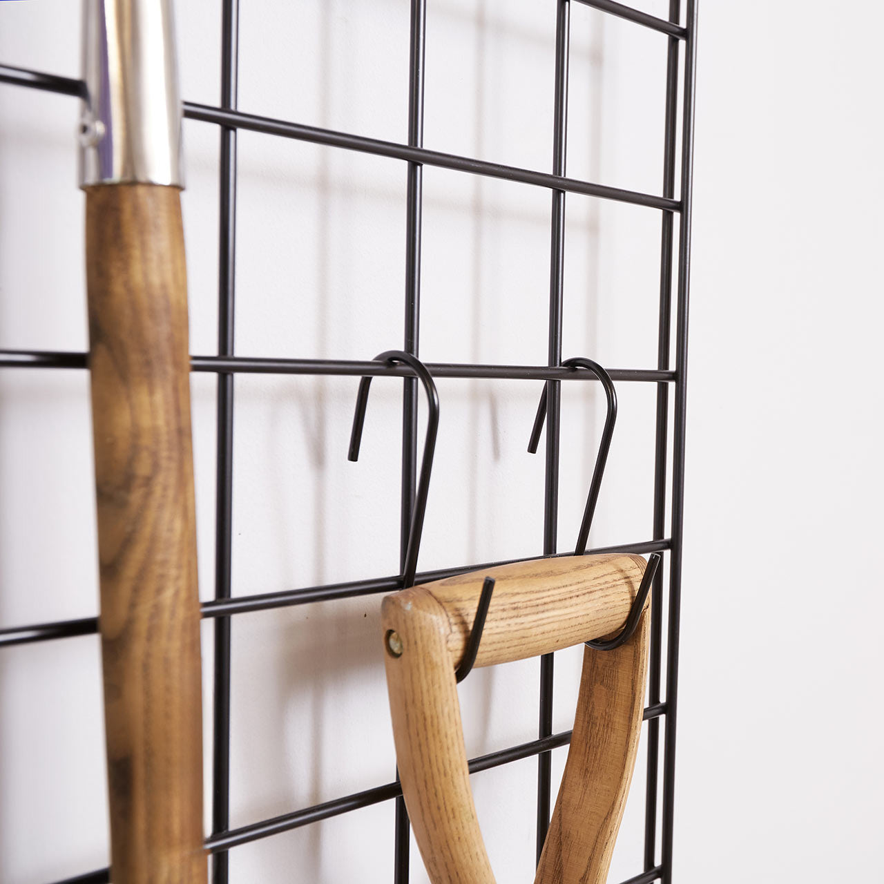 Black 6ft Wall-Mounted Grid Mesh Display with 20 S-Hooks