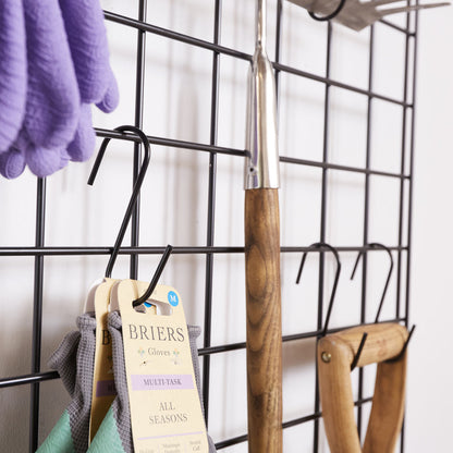 Black 6ft Wall-Mounted Grid Mesh Display with 20 S-Hooks