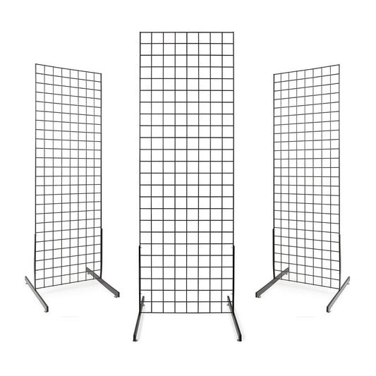 3 x Black 6ft Grid Mesh Two Way Stand