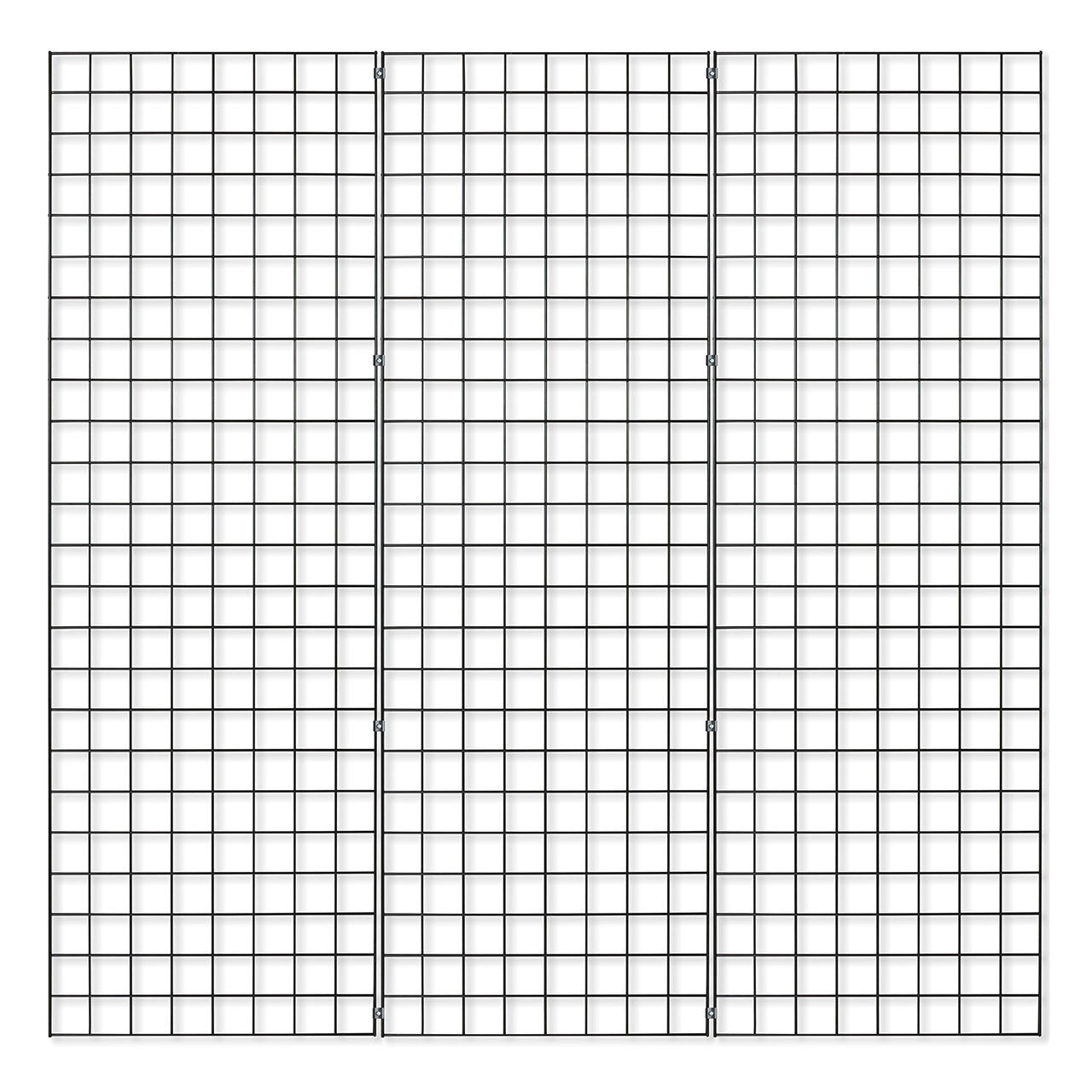 3 x Black 6ft Grid Mesh Panels With Joining Clips