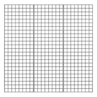 3 x Black 6ft Grid Mesh Panels With Joining Clips