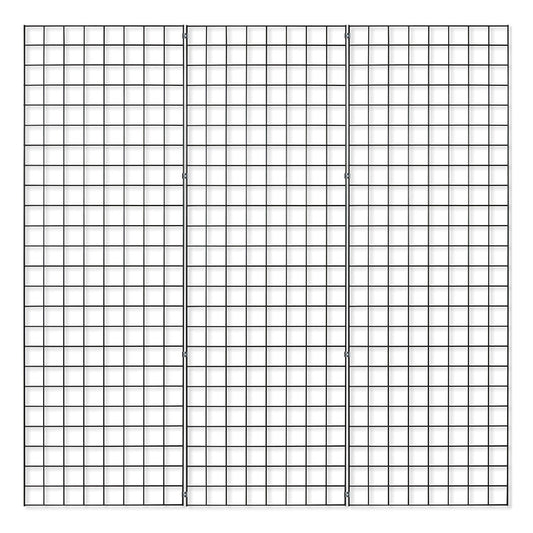 3 x Black 6ft Grid Mesh Panels With Joining Clips