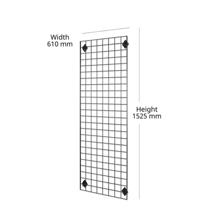 3 x Black 5ft Grid Mesh Panels With Joining Clips
