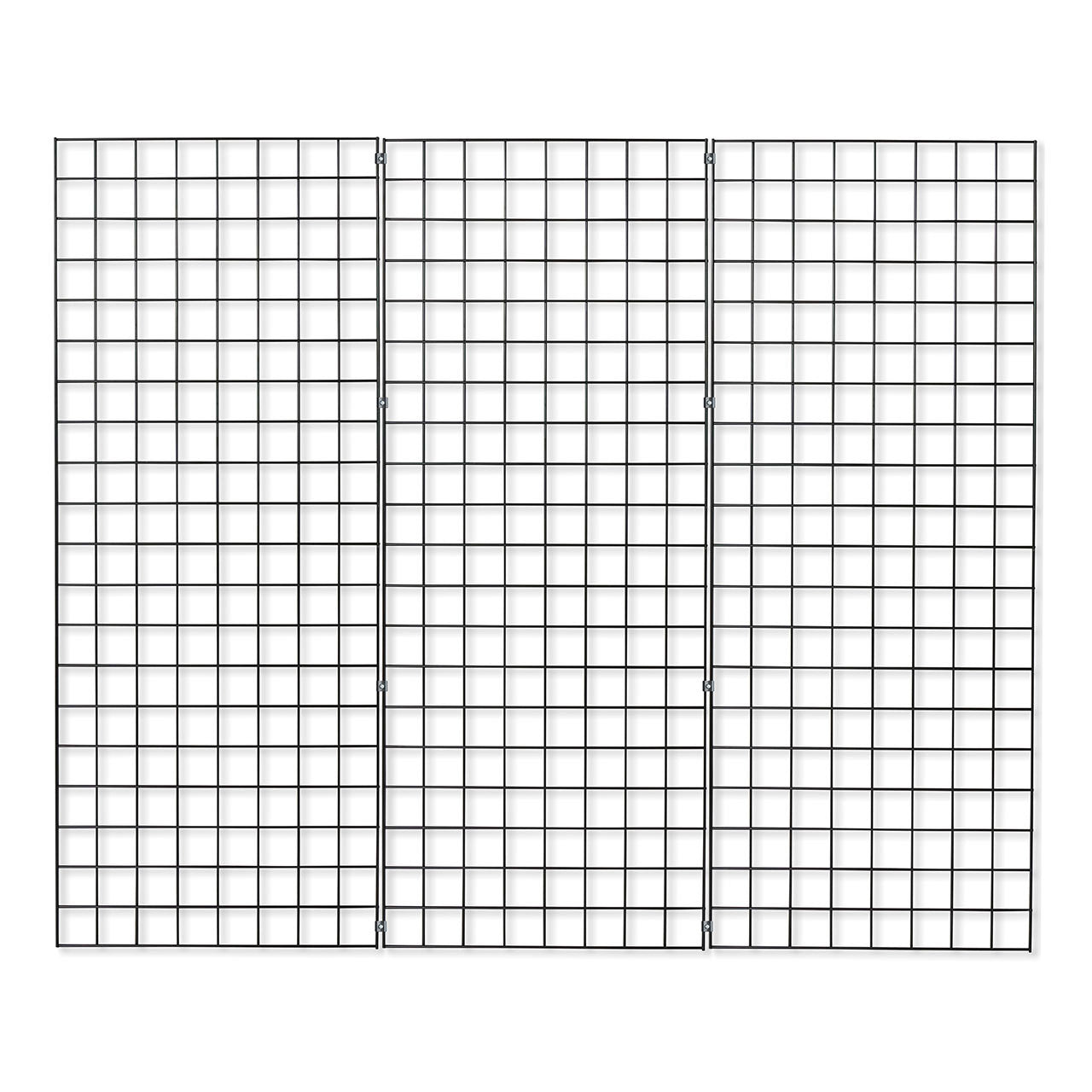3 x Black 5ft Grid Mesh Panels With Joining Clips