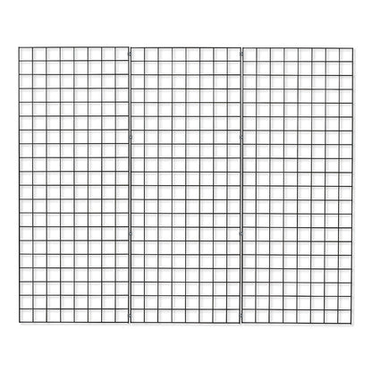 3 x Black 5ft Grid Mesh Panels With Joining Clips