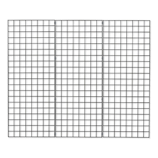 3 x Black 5ft Grid Mesh Panels With Joining Clips
