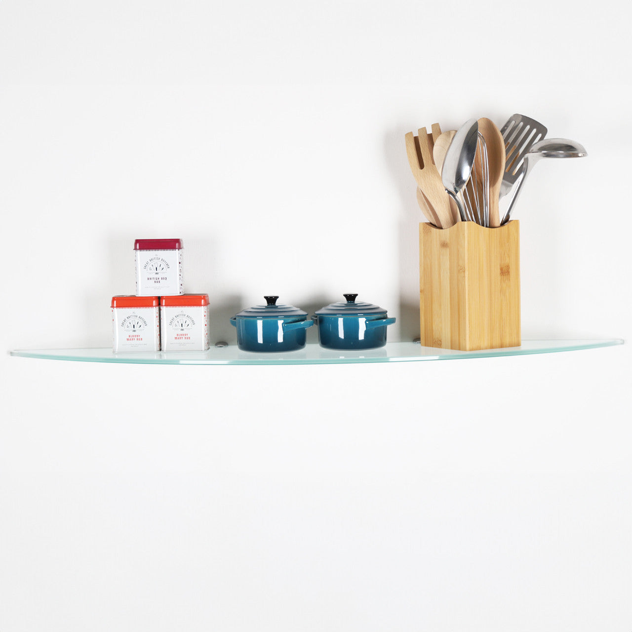 Transparent Half Moon Glass Shelf - 8mm Thickness - 900mm x 200mm