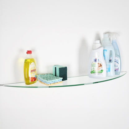 Transparent Half Moon Glass Shelf - 8mm Thickness - 900mm x 200mm