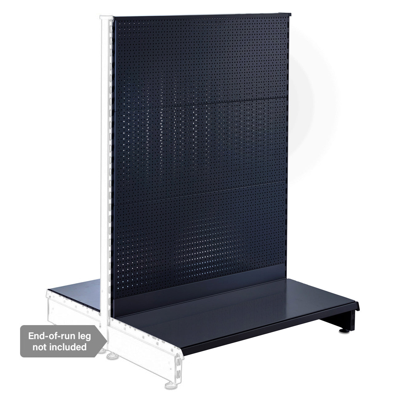 Black Retail Shelving Modular Gondola Unit with Perforated Back Panels - H1400 x W1000mm