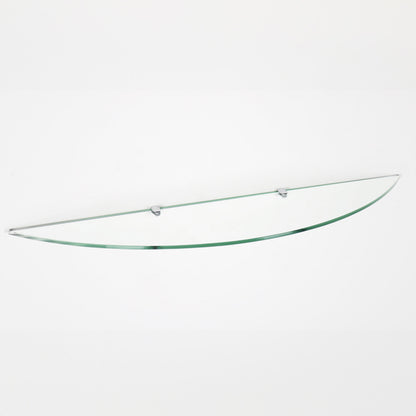 Transparent Wall-mounted Half Moon Glass Shelf With Brackets - 8mm Thickness - 900mm x 200mm