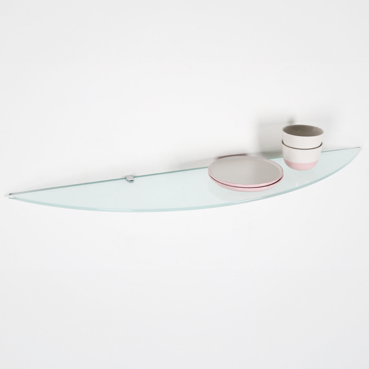 Frosted Wall-mounted Half Moon Glass Shelf With Brackets - 8mm Thickness - 900mm x 200mm