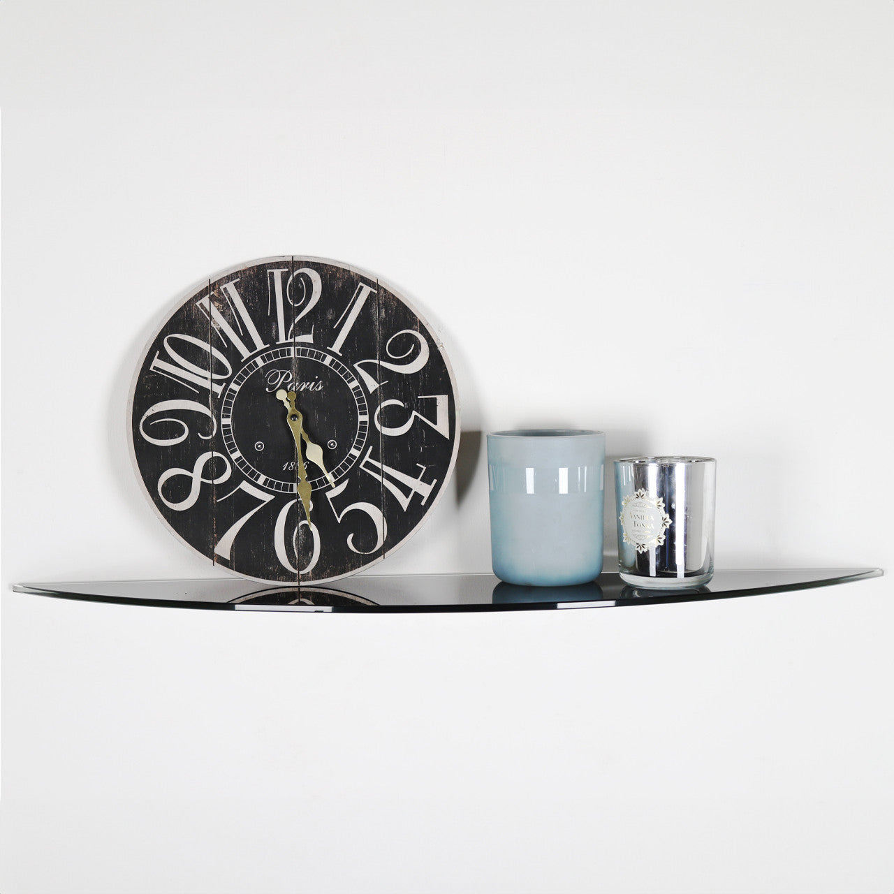Black Half Moon Glass Shelf - 8mm Thickness - 900mm x 200mm