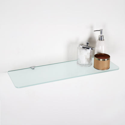 Frosted Wall-mounted Rectangle Glass Shelf With Brackets - 8mm Thickness