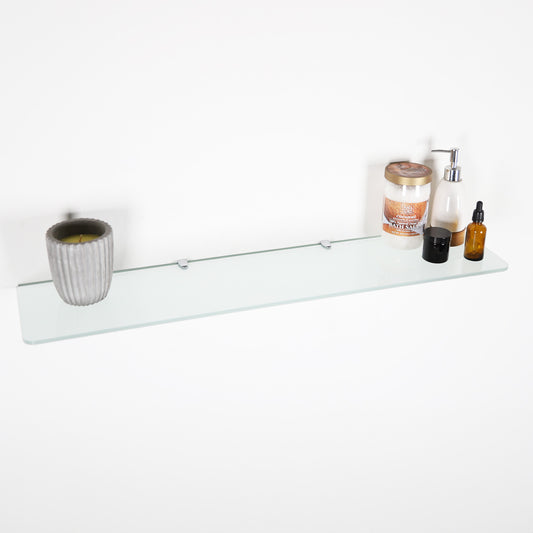 Frosted Wall-mounted Rectangle Glass Shelf With Brackets - 8mm Thickness