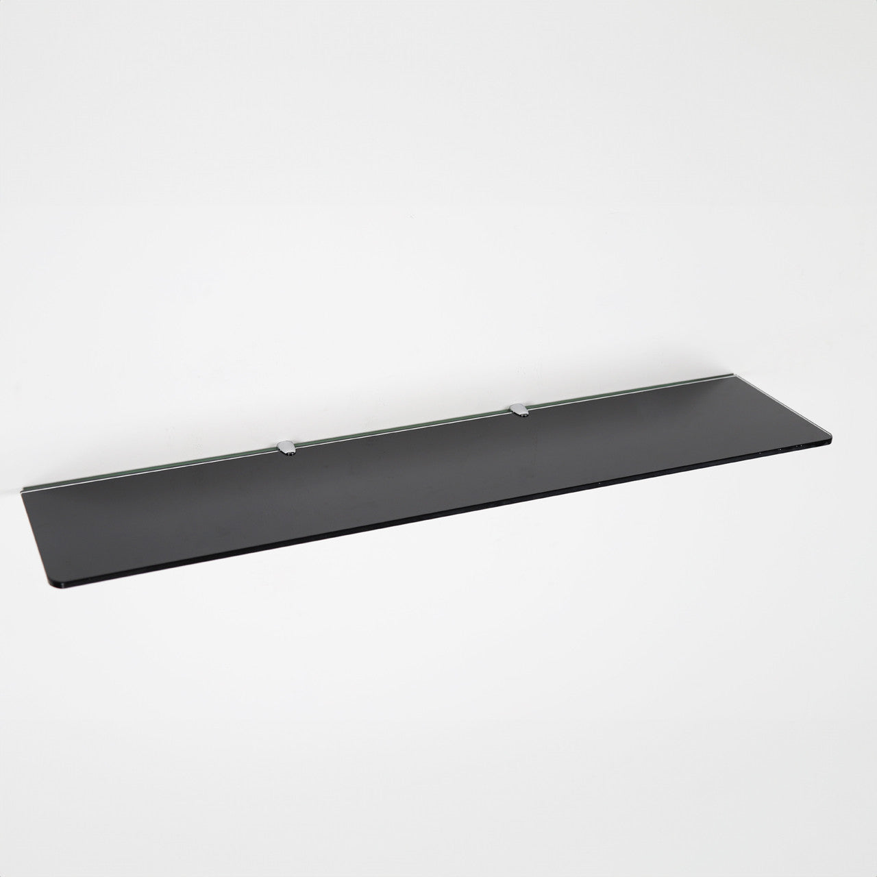 Black Wall-mounted Rectangle Glass Shelf With Brackets - 8mm Thickness
