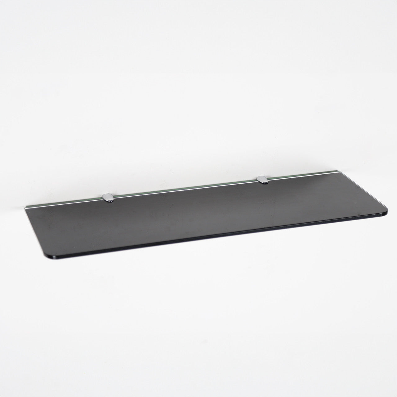 Black Wall-mounted Rectangle Glass Shelf With Brackets - 8mm Thickness