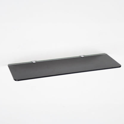 Black Wall-mounted Rectangle Glass Shelf With Brackets - 8mm Thickness