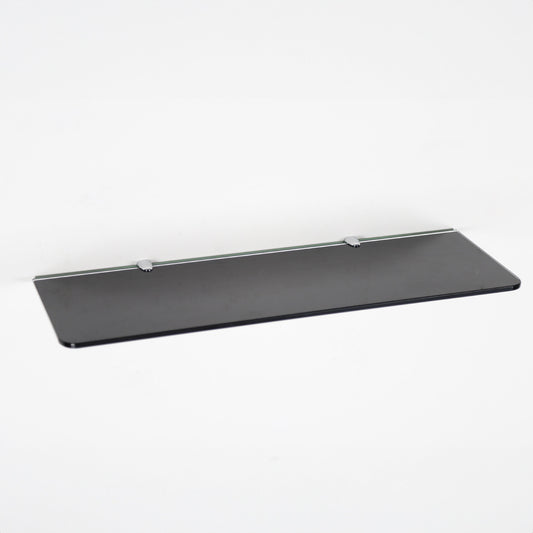 Black Wall-mounted Rectangle Glass Shelf With Brackets - 8mm Thickness