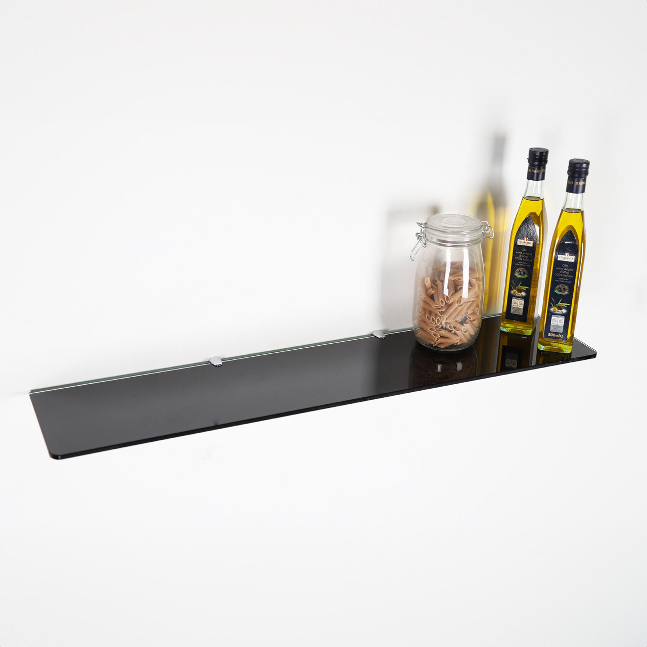 Black Rectangle Glass Shelf - 8mm Thickness