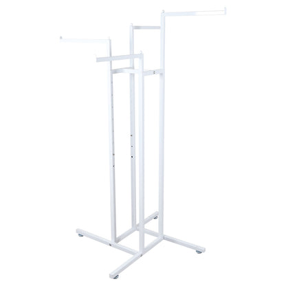 Gloss White Clothes Rail Display Stand - 4 Straight Arms