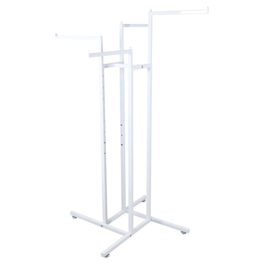Gloss White Clothes Rail Display Stand - 4 Straight Arms