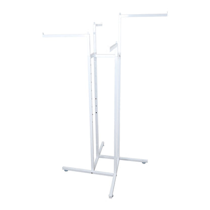 Gloss White Clothes Rail Display Stand - 4 Straight Arms