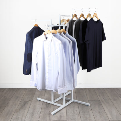 Gloss White Clothes Rail Display Stand - 4 Straight Arms